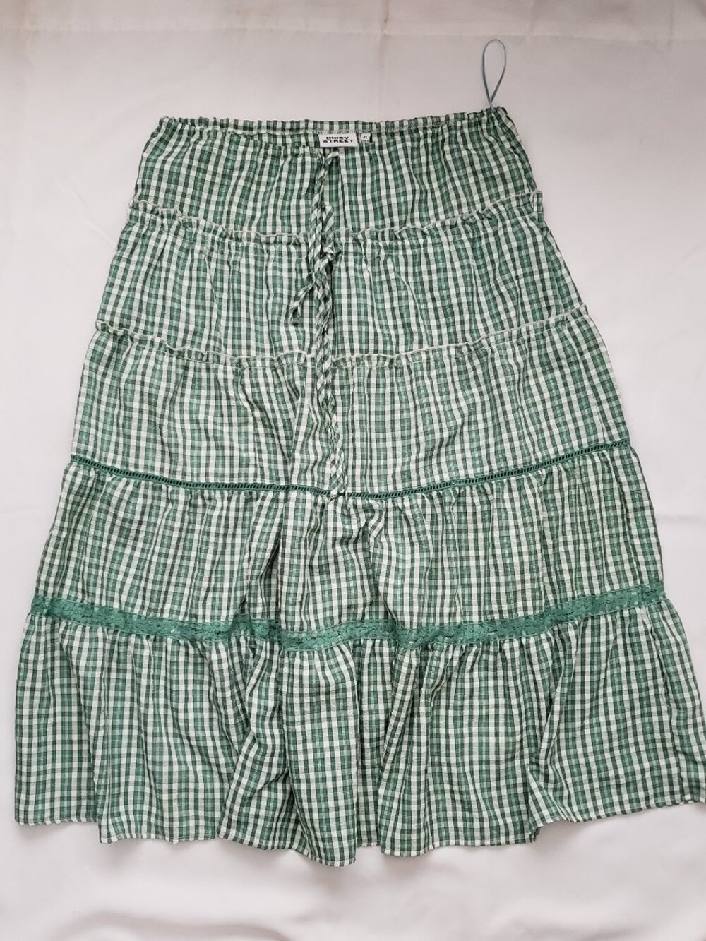 ASOS Daisy Street size XL green gingham maxi skirt elastic waist summer